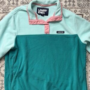 Lands' End Mint and Coral Fleece Top
